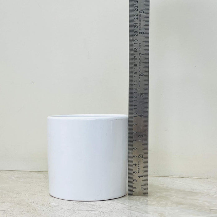 Minimalist white cylinder planter