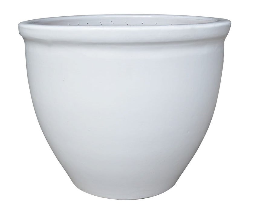 Round white ceramic pot