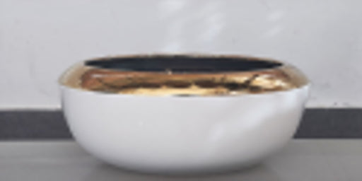 Decorative White and Gold Ceramic Bowl Planter