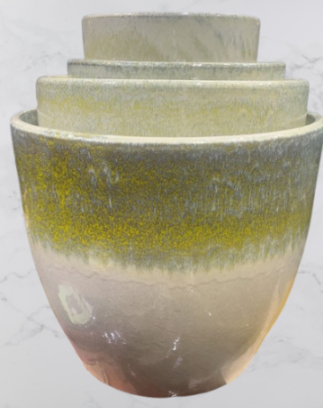 Large Yellow Cream Ceramic Pot - Perfect for Indoor & Outdoor Use