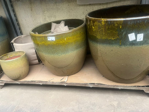 Yellow Cream Ceramic Pots - Large, Medium, and Small Sizes